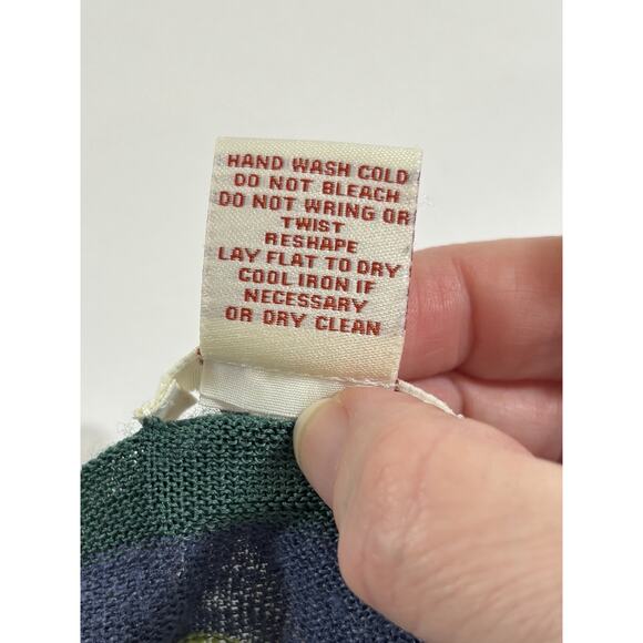 Sundance Multi Media Cardigan Blue Purple Stripe Floral Medium Linen Silk - Picture 8 of 11